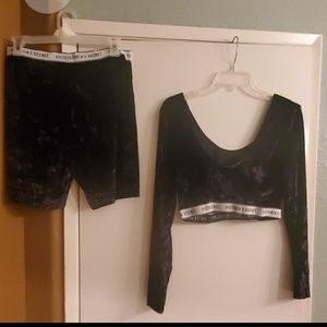 2pc velvet biker short  set